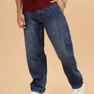 Heavy Fade Loose Fit Jeans | Dark Blue