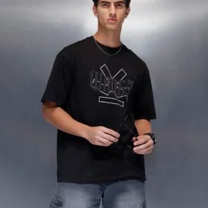 Men’s Beige Bold Logo T-Shirt | Black