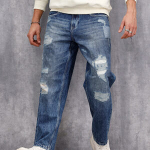 Distressed Loose Fit Jeans | Med Stone