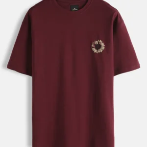 Puff Print Oversized T-Shirt | Maroon