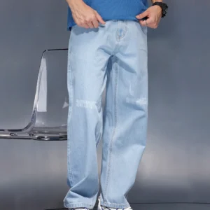Men’s loose fit light washed jeans | Super Stone